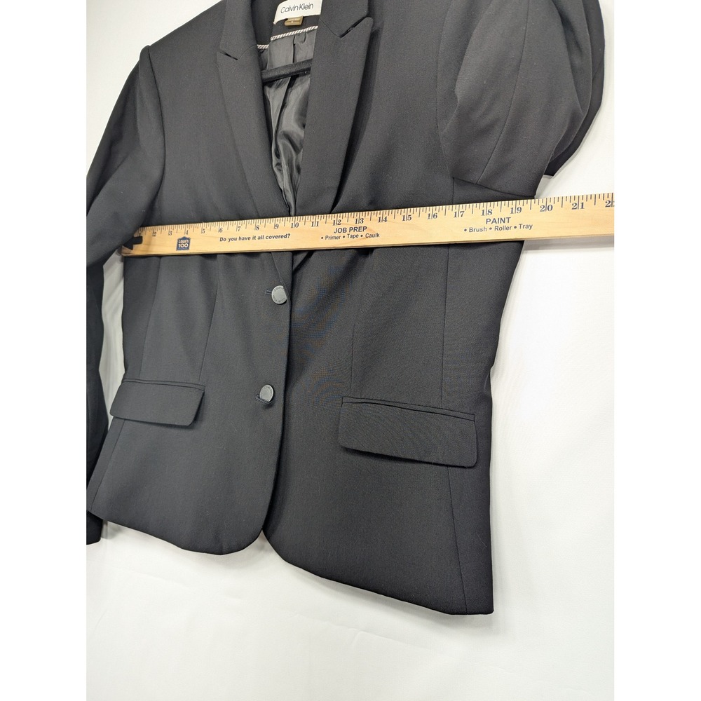 Calvin Klein Womens Black Two Button Tailored Blazer Jacket Size 12 Professional - Picture 4 of 10